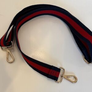 Red and Blue Striped Bag Strap